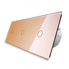 Бесконтактный выключатель Livolo 3 канала (1-1-1) золото стекло (VL-C701/C701/C701-PRO-13) Ужгород