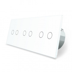 Умный сенсорный проходной выключатель 6 сенсоров (2-2-2) белый стекло Livolo (VL-C706SZ-11) Львов