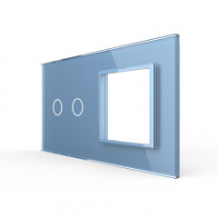 Сенсорная панель выключателя Livolo 2 канала и розетки (2-0) голубой стекло (VL-C7-C2/SR-19) Черновцы