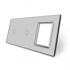 Сенсорная панель выключателя Livolo 2 канала и розетку (1-1-0) серый стекло (VL-C7-C1/C1/SR-15) Київ