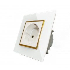 Розетка с заземлением Livolo белый золото стекло (VL-C7C1EU-11G) Полтава