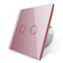 Сенсорный Wi-Fi выключатель Livolo ZigBee 2 канала розовый стекло (VL-C702Z-17) Винница