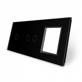 Сенсорная панель выключателя Livolo 3 каналов и розетку (1-2-0) черный стекло (VL-C7-C1/C2/SR-12)