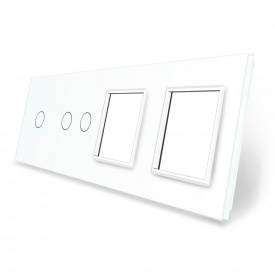 Сенсорная панель выключателя Livolo 3 канала и две розетки (1-2-0-0) белый стекло (VL-C7-C1/C2/SR/SR-11)