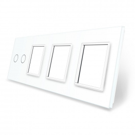 Сенсорная панель выключателя Livolo 2 канала и трех розеток (2-0-0-0) белый стекло (VL-C7-C2/SR/SR/SR-11)