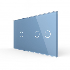 Сенсорная панель выключателя Livolo 3 канала (1-2) голубой стекло (VL-C7-C1/C2-19)