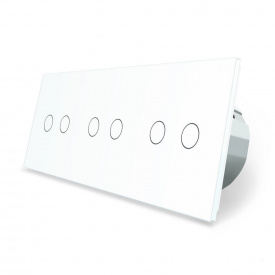 Сенсорный проходной выключатель Livolo 6 каналов (2-2-2) белый стекло (VL-C706S-11)