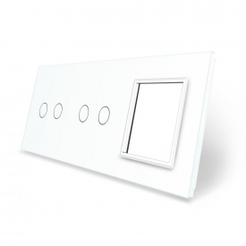 Сенсорная панель выключателя Livolo 4 канала и розетку (2-2-0) белый стекло (VL-C7-C2/C2/SR-11)
