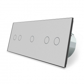 Сенсорный ZigBee выключатель 5 сенсоров (2-1-2) серый стекло Livolo (VL-C702Z/C701Z/C702Z-15)