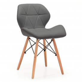 М'який обідній стілець Стар-NN сірий кожзам сидушки ніжки-дерев'яні в стилі Лофт для зони очікування