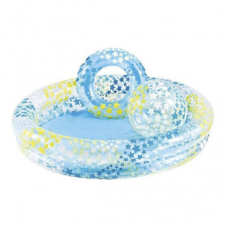 Детский надувной бассейн с мячом и кругом Intex 122х25 см Разноцветный (59460)