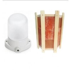 Комплект светильник для бани LINDNER Lisilux + Ограждение для светильника PRO с гималайской солью 4.5 410х280 мм Полтава