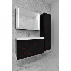 Комплект мебели Mikola-M Chaos с пеналом из пластика чорный/красный 80 см Чернігів
