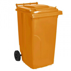 Бак для мусора на колесах с ручкой Алеана 120л оранжевый Кропивницкий
