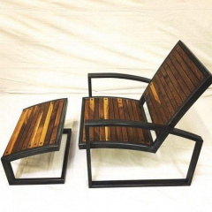 Кресло-Шезлонг GoodsMetall из металла и дерева в стиле LOFT КР1 Вишневое