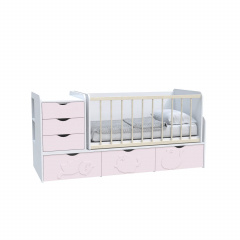 Ліжко дитяче Art In Head Binky ДС504А (3 в 1) 1732x950x732 аляска та рожевий (МДФ) + решітка б/п (110210137) Вінниця