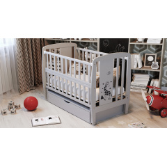 Кровать детская Дубик-М Жирафик на шарнирах с подшипником + откидная боковина с ящиком серая Вінниця