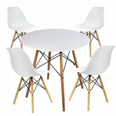 Круглий стіл JUMI Scandinavian Design white 80см. + 4 сучасні скандинавські стільці Одесса