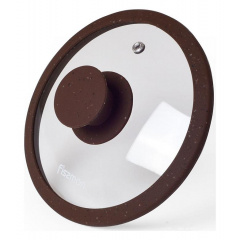 Крышка с силиконовым ободом Fissman стеклянная диаметр 20 см темно-коричневый мрамор DP113606 Львов
