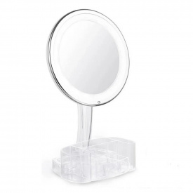 Зеркало UKC с LED подсветкой и органайзером XH-086 круглое White (kz195-hbr)