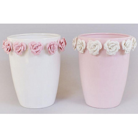 Набор фарфоровых ваз из 2 штук 21 см Золотой сад Wide pink glass with roses Bona DP41643