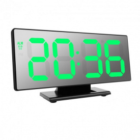 Электронные настольные цифровые часы VST-3618L с LED подстветкой зеленого цвета Черные