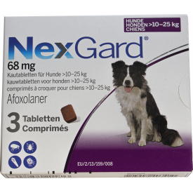 Жевательные таблетки от блоx и клещей для собак Merial Nexgard 10-25 кг L 3 шт x3.0 г в уп (3661103042884/8713942403410)