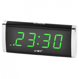 Настольные часы с зеленой подсветкой VST 730 Черный (008405)