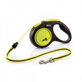 Рулетка для собак Flexi New Neon М 5 метров, до 20 кг (желтый), поводок с тросом