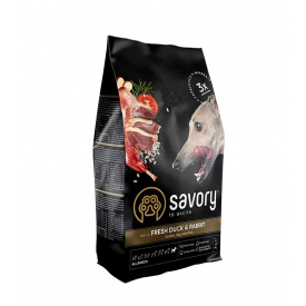Сухой корм для собак всех пород Savory со свежим мясом утки и кроликом 3 кг (4820232630174)