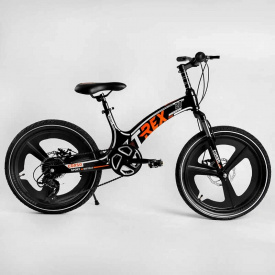 Велосипед подростковый двухколёсный 20" CORSO T-REX черно-оранжевый TR-77006