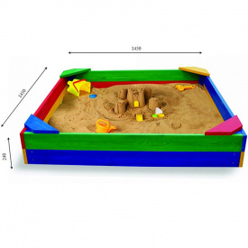 Детская песочница цветная SportBaby с уголками 145х145х24 (Песочница - 1)