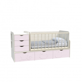 Ліжко дитяче Art In Head Binky ДС504А (3 в 1)1732x950x732 шамоні світлий та рожевий (МДФ) + решітка б/п (110210337)
