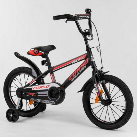 Велосипед детский двухколёсный 16" CORSO Aerodynamic черно-красный ST-16700