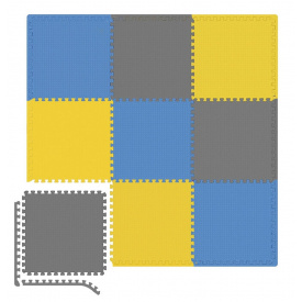 Мат-пазл Hop-Sport EVA 1cm HS-A010PM - 9 частей Серый/Синий/Желтый
