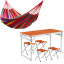 Складной туристический стол и 4 складных стула Easy Campi Оранжевый + Гамак подвесной Красный Харьков