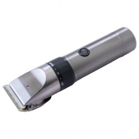 Профессиональная аккумуляторная машинка для стрижки волос Promotec PM 358 Серебро