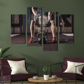 Модульная картина из 4 частей на холсте KIL Art Занятия с тяжёлой атлетики 89x56 см (491-42)