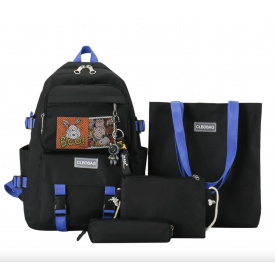 Рюкзак школьный для девочки Hoz 4 в 1 VV Черный (SK001609)