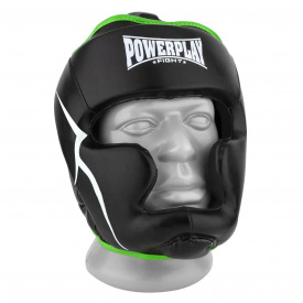 Боксерский шлем тренировочный PowerPlay 3100 PU Черно-зеленый XL