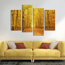 Модульная картина из четырех частей KIL Art Осенние деревья вдоль дорожки 149x106 см (562-42)