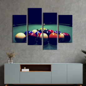 Модульная картина из 4 частей на холсте KIL Art Цветные шары на бильярдном столе 149x106 см (486-42)