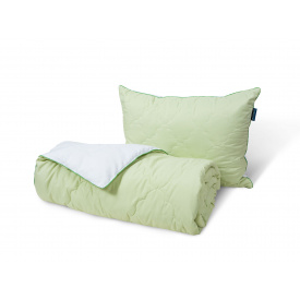 Набор одеяло и классическая подушка Dormeo Бамбук 140x200 см Зеленый/белый