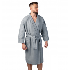 Вафельный халат Luxyart Кимоно 54-56 XL серый (LS-3376) Вознесенськ