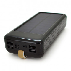 Повербанк Power bank KKD-6W 60000 mAh Solar, flashlight, Input: 5V/2.1A(MicroUSB, TypeC, Lightning), Output: 5V /2.1A(4xUSB), plastic, Black, BOX Ровно