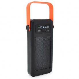 Повербанк Power bank YM-635 30000mAh Solar, flashlight, Input:5V/2.1A(Micro-USB, Type-C, Lightning), Output:5V/2.1A(4xUSB), plastic, Black, BOX