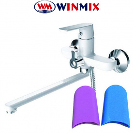 Смеситель для ванны длинный нос WINMIX Premium Tiger EURO White (белый) (Chr-006), Польша
