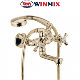 Смеситель для ванны короткий нос WINMIX Premium Retro Gold Euro (Chr-142)