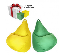 Комплект кресло мешок груша 90x60 см 2 шт. + Подарок 2 пуфа 30x30 см Tia-Sport желтый, зеленый (sm-0619-1)