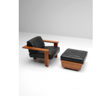 Набор мягкое деревянное кресло и пуф JecksonLoft ГорДон 0191